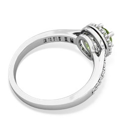 Peridot Diamond Halo 14K White Gold ring R5370