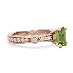 Peridot Sparkling Tiara 7X5mm Emerald-Cut 14K Rose Gold ring R26297EM