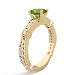 Peridot Sparkling Tiara 7X5mm Oval 14K Yellow Gold ring R26297VL