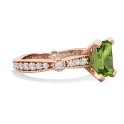 Peridot Sparkling Tiara 8X6 Emerald-Cut 14K Rose Gold ring R26298EM