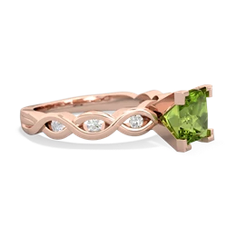 Peridot Infinity 6Mm Princess Engagement 14K Rose Gold ring R26316SQ