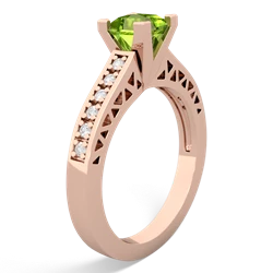 Peridot Art Deco Engagement 5Mm Square 14K Rose Gold ring R26355SQ