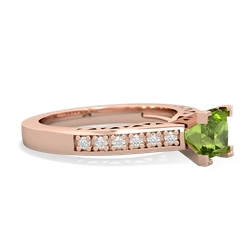 Peridot Art Deco Engagement 5Mm Square 14K Rose Gold ring R26355SQ