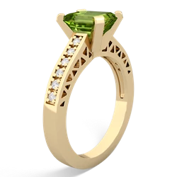 Peridot Art Deco Engagement 8X6mm Emerald-Cut 14K Yellow Gold ring R26358EM