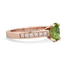 Peridot Art Deco Engagement 8X6mm Oval 14K Rose Gold ring R26358VL