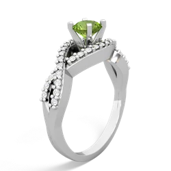 Peridot Diamond Twist 5Mm Round Engagment  14K White Gold ring R26405RD