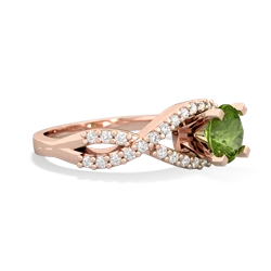 Peridot Diamond Twist 6Mm Round Engagment  14K Rose Gold ring R26406RD