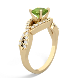 Peridot Diamond Twist 6Mm Round Engagment  14K Yellow Gold ring R26406RD