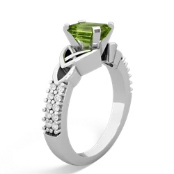 Peridot Celtic Knot 7X5 Emerald-Cut Engagement 14K White Gold ring R26447EM