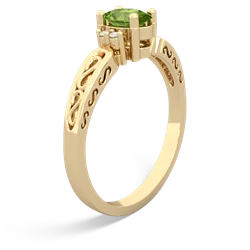 Peridot Filligree Scroll Oval 14K Yellow Gold ring R0812