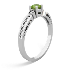 Peridot Filligree Scroll Round 14K White Gold ring R0829