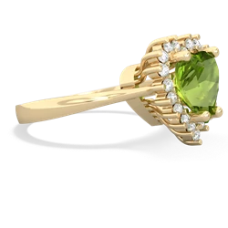 Peridot Sparkling Halo Heart 14K Yellow Gold ring R0391