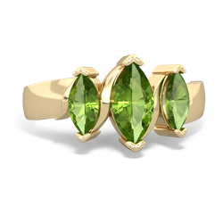 Peridot Three Peeks 14K Yellow Gold ring R2433