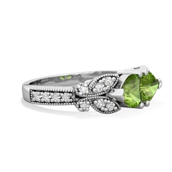 Peridot Diamond Butterflies 14K White Gold ring R5601