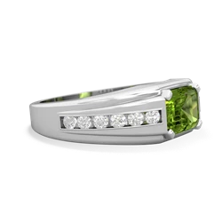 Peridot Men's Diamond Channel 14K White Gold ring R0500