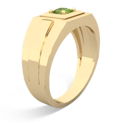 Peridot Men's Squared Circle 14K Yellow Gold ring R0480