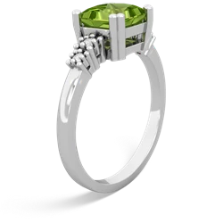 Peridot Art Deco Princess 14K White Gold ring R2014