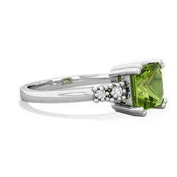 Peridot Art Deco Princess 14K White Gold ring R2014