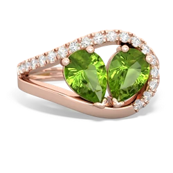 Peridot Nestled Heart Keepsake 14K Rose Gold ring R5650