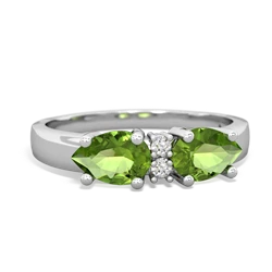 Peridot Pear Bowtie 14K White Gold ring R0865