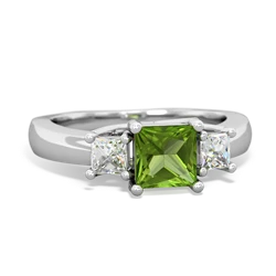 Peridot Three Stone Trellis 14K White Gold ring R4015