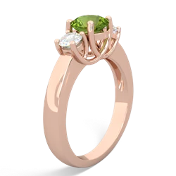 Peridot Diamond Three Stone Round Trellis 14K Rose Gold ring R4018