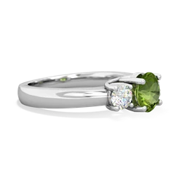 Peridot Diamond Three Stone Round Trellis 14K White Gold ring R4018