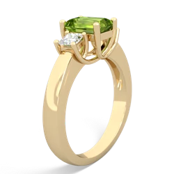 Peridot Diamond Three Stone Emerald-Cut Trellis 14K Yellow Gold ring R4021