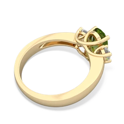 Peridot Diamond Three Stone Oval Trellis 14K Yellow Gold ring R4024