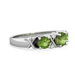 Peridot Hugs And Kisses 14K White Gold ring R5016