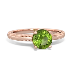 Peridot Milgrain Filigree 14K Rose Gold ring R5090