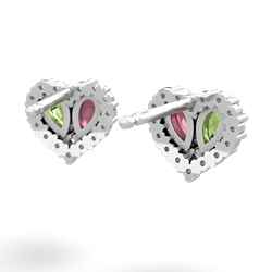 Peridot Halo 14K White Gold earrings E7008