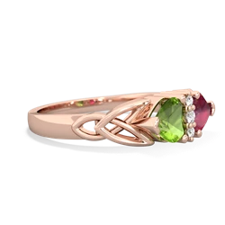 Peridot Celtic Knot Double Heart 14K Rose Gold ring R5040