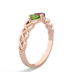 Peridot Heart To Heart Braid 14K Rose Gold ring R5870