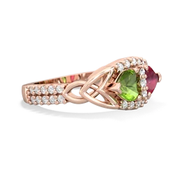 Peridot Sparkling Celtic Knot 14K Rose Gold ring R2645