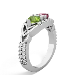 Peridot Sparkling Celtic Knot 14K White Gold ring R2645