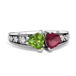 Peridot Heart To Heart 14K White Gold ring R3342