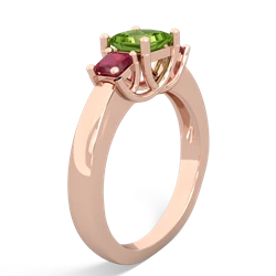 Peridot Three Stone Trellis 14K Rose Gold ring R4015