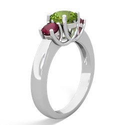 Peridot Three Stone Round Trellis 14K White Gold ring R4018