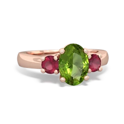 Peridot Three Stone Oval Trellis 14K Rose Gold ring R4024