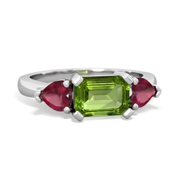 Peridot Three Stone 14K White Gold ring R5235