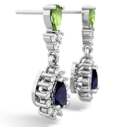 Peridot Halo Pear Dangle 14K White Gold earrings E1882