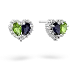 Peridot Halo 14K White Gold earrings E7008