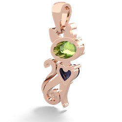 Peridot Kitten 14K Rose Gold pendant P5780