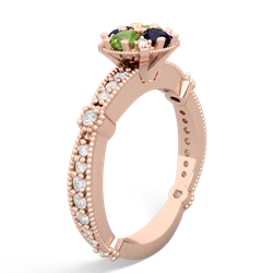 Peridot Sparkling Tiara Cluster 14K Rose Gold ring R26293RD