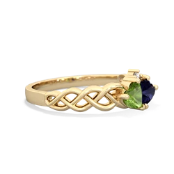 Peridot Heart To Heart Braid 14K Yellow Gold ring R5870