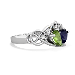 Peridot 'One Heart' Celtic Knot Claddagh 14K White Gold ring R5322