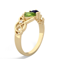 Peridot 'One Heart' Celtic Knot Claddagh 14K Yellow Gold ring R5322