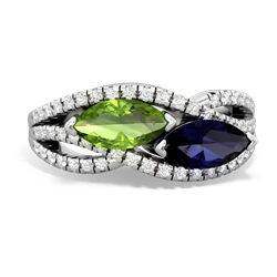 Peridot Diamond Rivers 14K White Gold ring R3070