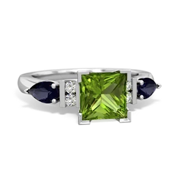 Peridot 6Mm Princess Eternal Embrace Engagement 14K White Gold ring C2002